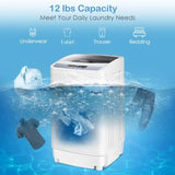 Portable compact washing machine for small spaces, stainless steel drum, white, 12lbs capacity