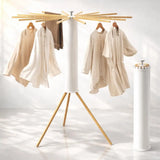 Heavy Duty Wooden Tripod Clothes Drying Rack 16 Rods 360° Airflow