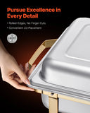 SucceBuy 8 Qt 4 Pack Chafing Dish Buffet Set Stainless Steel Chafer with 2 Full Size