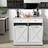 Double Tilt Out Trash Cabinet Can Bin Kitchen 20 Gallon Wooden Free Standing