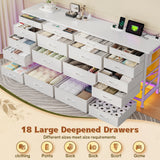 EnHomee Large Capacity 63 Inch Dresser w/ 18 Deep Drawers LED Lighting