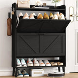 30" Freestanding Shoe Rack w/ Customized, Two Flip Drawers For Entryway