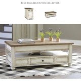 Vintage Inspired Rectangular Lift Top Coffee Table w/ Storage, White&Brown