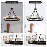 Wagon Wheel Chandelier Farmhouse Modern Small Crystal Round Chandelier