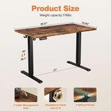Electric Standing Desk Adjustable Height, 40x24 Inch Sit Stand Up Home Office