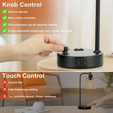 Set of 2 Dimmable Bedside Lamps with USB A and C Ports, Black Nightstand