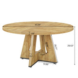 Tribesigns Round Dining Table for 4, 47 Inch Farmhouse Kitchen Table Small Dinner Table