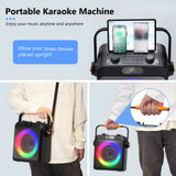 Black Karaoke Speaker W/ Treble/Bass Adjustment,  2 Wireless Microphones