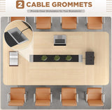 94.48L 47.24W 29.92H Light Wood Grain Conference Table With Cable Grommets For Office Meeting