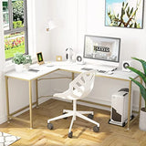 Reversible L Shaped Desk White 57.9 Corner Gaming Computer Desk Office Workstation