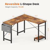 MCQ 50 Inch L-Shaped Office Computer Desk with Wooden Desktop