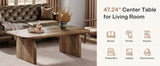 Tribesigns Farmhouse Rectangular Coffee Table, 47.24-Inch w/ Sturdy Base