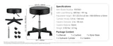 SucceBuy Rolling Round Stool 40cm Diameter w/ 5 Swivel Casters 360° Rotation Height Adjustable Round