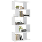 JHK 62IN Geometric Bookcase 5 Tier S-Shaped Wooden Display Bookshelf Storage Standing