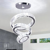 Crystal Chandeliers 3 Rings Ceiling Light Fixture LED Chandelier for High Ceiling Hanging