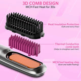 Hair Straightener Brush 2-in-1 Hot Comb with 9 Temp Settings up to 450℉ for Frizz-Free Smooth Hair at Home