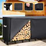 12FT Firewood Rack Outdoor Heavy Duty with Cover for Log Storage, Black