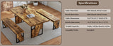 HIPIHOM 70.8" Wooden Dining Table with 2 Benches, Modern Set for 4-6 Person