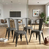 Classic Stackable Metal Dining Chair Set of 4, Indoor-Outdoor Bistro