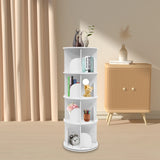 4 Tier Rotating Bookshelf 360° Spinning Display Rack with Wheels
