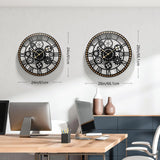 Large Industrial Gear Wall Clock With Wooden Frame For Living Room Office