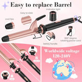 3 in 1 Curling Iron Set with Thermal Brush Flat Iron Hair Straightener Dual