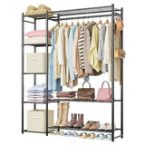 Portable Clothes Rack with 4 Tiers Shelves and Storage System