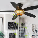 Ceiling Fans with Lights 48 Ceiling Fan Chandelier with 5 DualBlades and Glass Shade