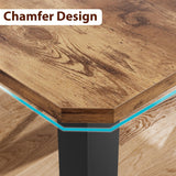 Retro Brown Industrial Dining Table for 6~8 People, 78.7" Long Kitchen Table, Wood Dining Table