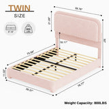 Full Size LED Bed Frame with Storage Drawers, Rounded Headboard