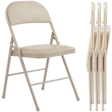 JHK Leather Padded Folding Chair 4 Pack Sturdy Metal Living Room Rocking Dinner Chairs Easy to Use
