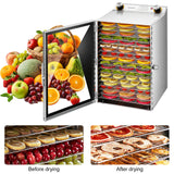 Fruit and Meat Dehydrator with 18 Stainless Steel Trays Stainless Steel Dehydrator Machine