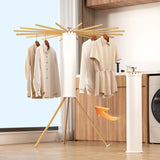 Heavy Duty Wooden Tripod Clothes Drying Rack 16 Rods 360° Airflow