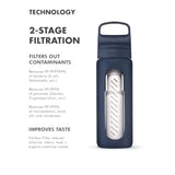 Go Series Glass Water Filter Bottle Made from Hand-Blown Glass with Silicone Sleeve