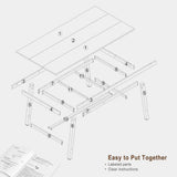Industrial Dining Table or 4-6 People, 63" Long Large Kitchen Table with Sturdy Metal