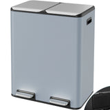 60L/16 Gal Dual Trash Can Stainless Steel Step Garbage Can