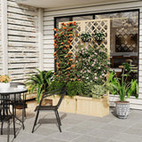 41"x10"x65" Freestanding Privacy Fence with Planter Box & Trellis 2-Panel Outdoor Garden Divider Privacy Screen