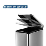 13 Gallon Kitchen Trash Can, Stainless Steel Step Garbage Bin with Soft-Close Lid