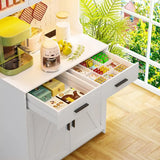 64" armhouse Kitchen Pantry with Auto Sensor LED,Storage Cabiwith 2 Outlets
