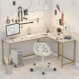 Reversible L Shaped Desk White 57.9 Corner Gaming Computer Desk Office Workstation