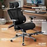Ergonomic Office & Gaming Chair, Equipped with Footrest, 3D Adjustable Headrest