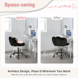 Vanity Chair with Cat Paw Back,Armless Desk Chair Cute Small Office Chair with Wheels Adjustable Height