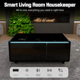 Smart Coffee Table with Built-in Fridge 15W Wireless Charging USB Ports