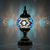 Turkish Moroccan Table Lamp Lantern with Handmade Mosaic Glass Lampshade