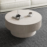 Round Wooden Coffee Table with Storage Shelf for Living Room Apartment
