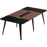 8ft Modern Conference Table, 94.48 Cable-Grommet Desk for Meetings, Boardroom or Office