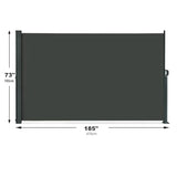 185 x 73 Retractable Side Awning Waterproof UV-Resistant Folding Privacy Screen
