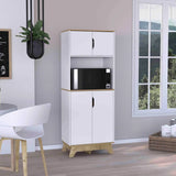 Pamplona Microwave Tall Cabinet Counter Surface, Top And Lower Double Doors Cabinets