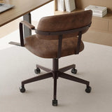Mid Century Retro Home Office Desk Chair with Back, Faux Leather Adjustable