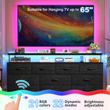 EnHomee 55" Wide Smart Dresser with LED Lights & Power Outlets